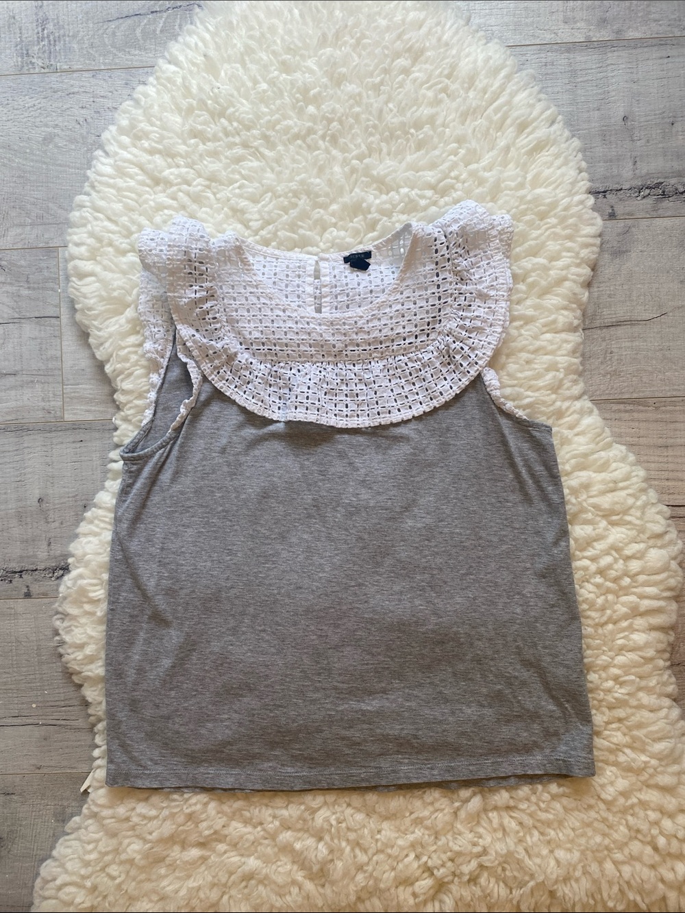 J. Crew Grey Sleeveless Top With White Accent Size Medium